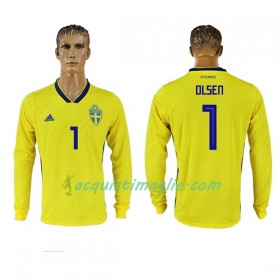 Divisa di Calcio Svezia Olsen 1 Prima Mondiali 2018 Manica Lunga